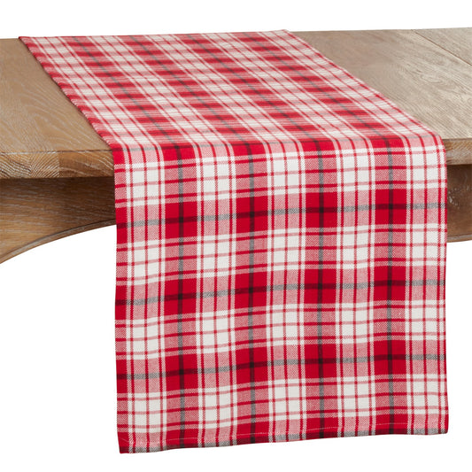 Everyday / All Season Red Plaid Table Runner, 100% cotton