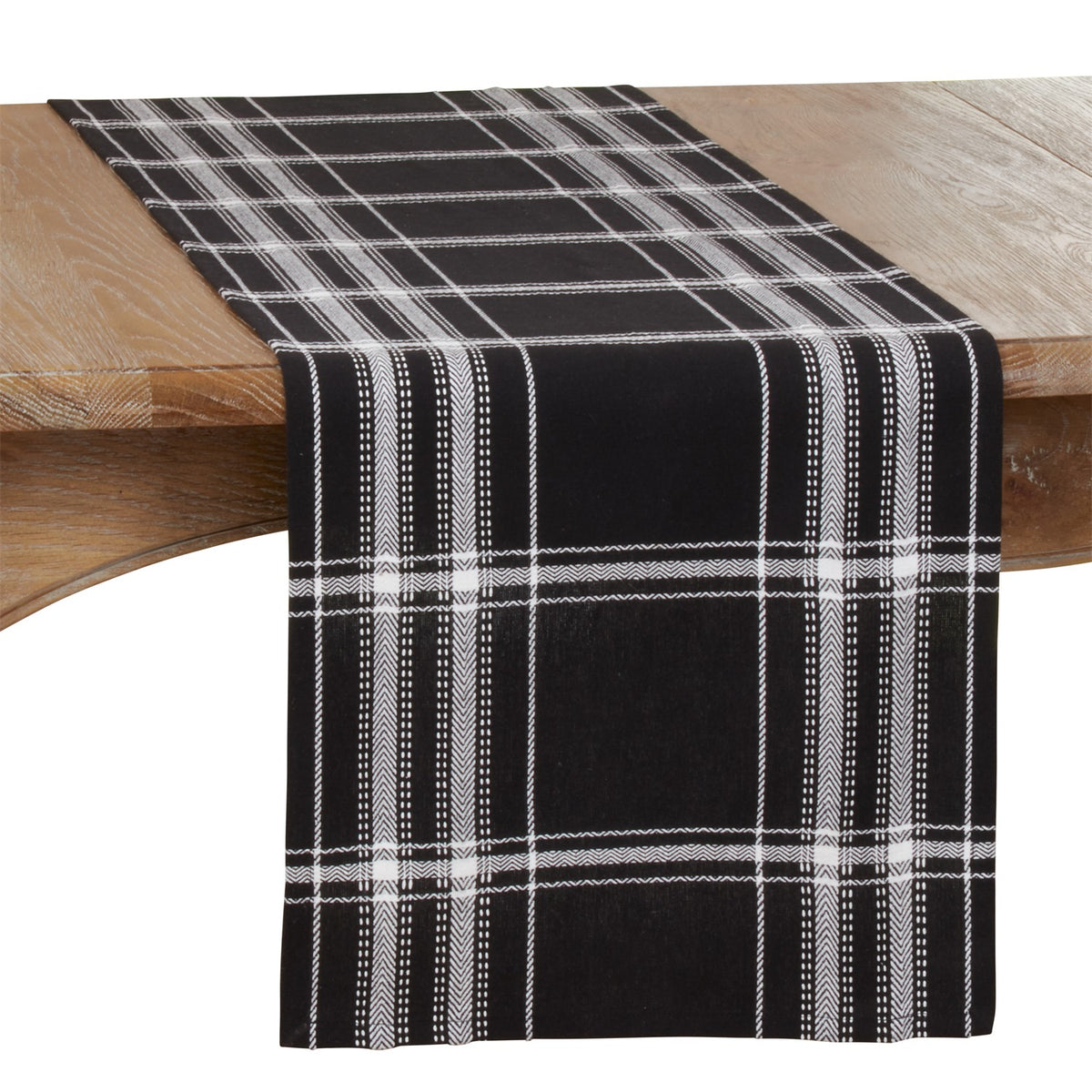 Everyday / All Season Black Plaid Table Runner, 100% cotton