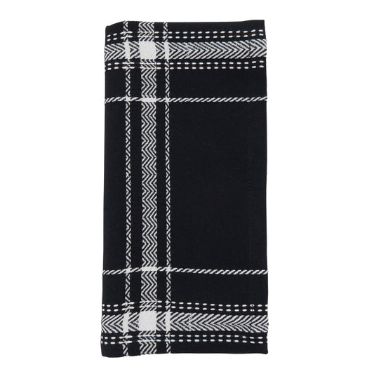 Black Plaid Napkins 100% cotton, 20 Inch Square (4 pcs.)