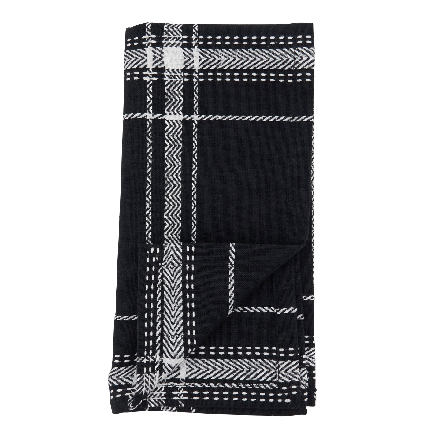 Black Plaid Napkins 100% cotton, 20 Inch Square (4 pcs.)