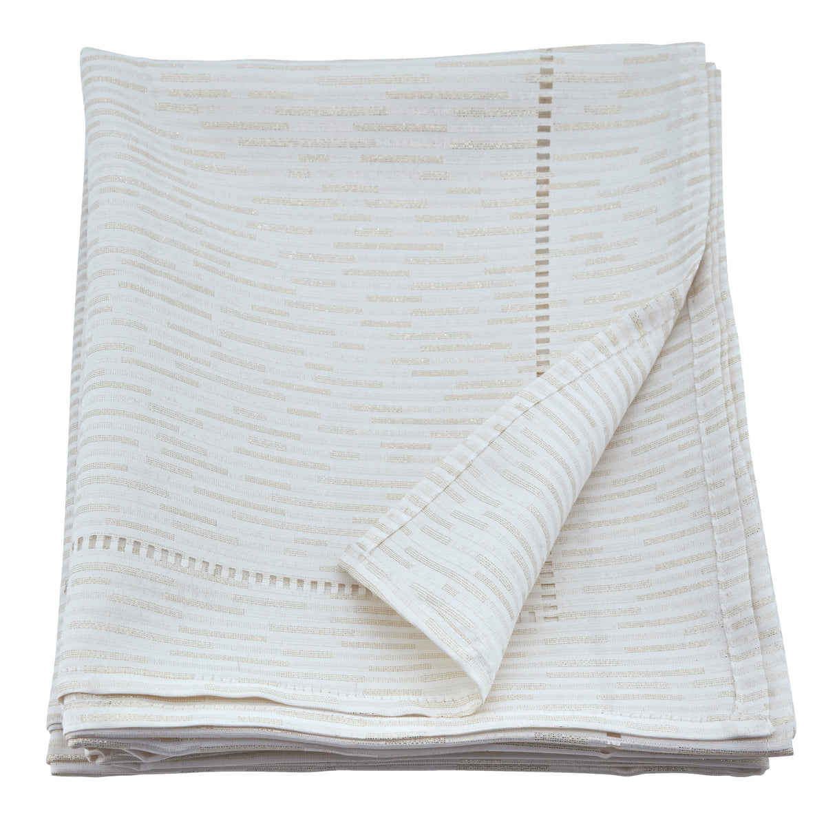 Ivory White Hemstitched Design Tablecloth  100% polyester