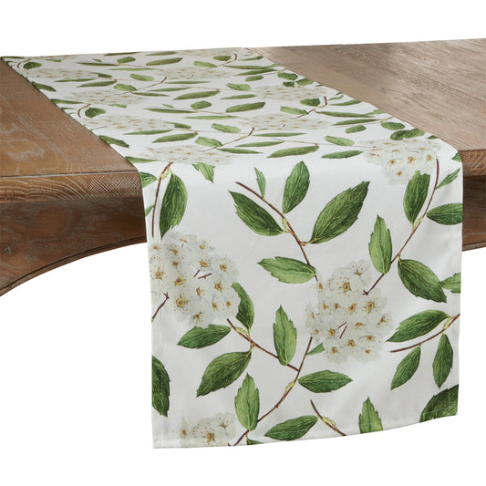 Everyday / All Season Green Floral Table Runner, 100% Polyester