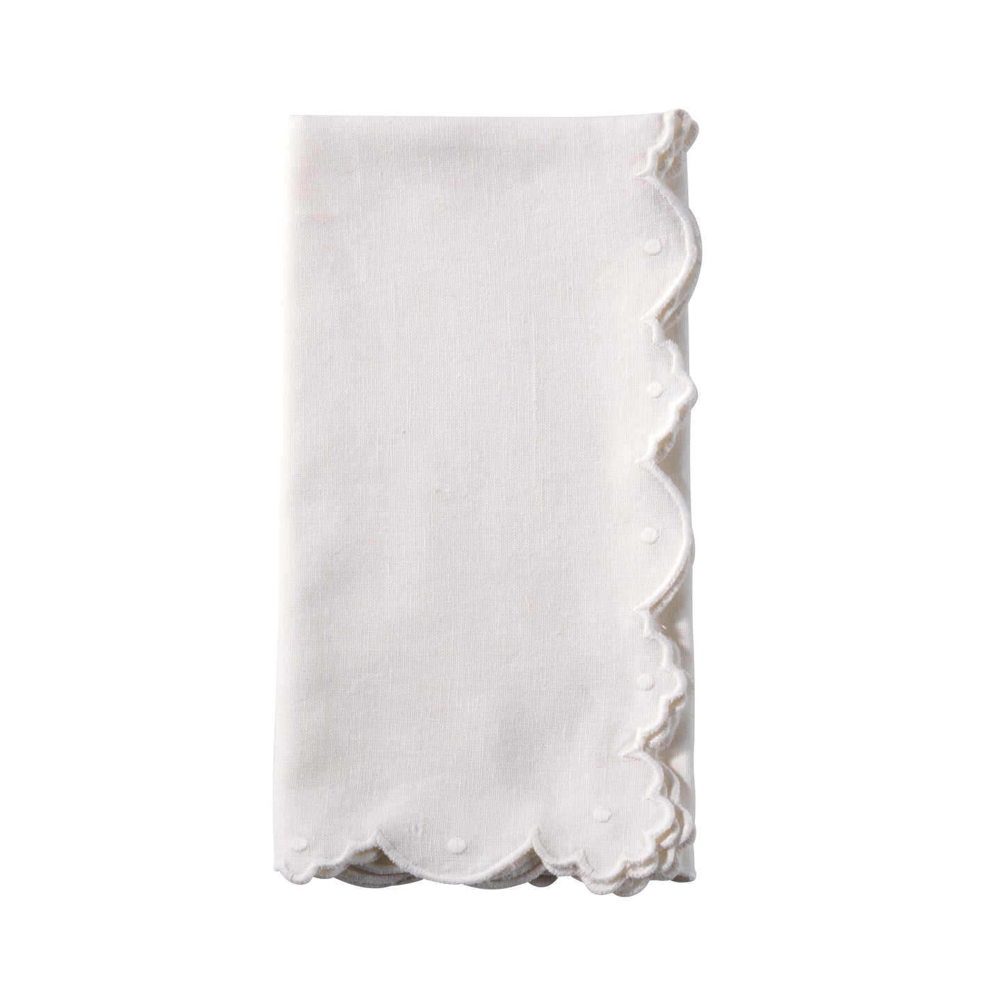 Ivory Stonewashed Scallop Border Napkins 55% linen - 45% cotton, 20 Inch Square (4 pcs.)