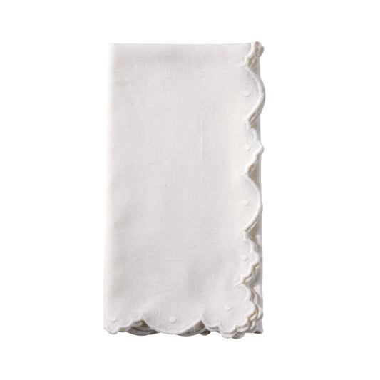 Ivory Stonewashed Scallop Border Napkins 55% linen - 45% cotton, 20 Inch Square (4 pcs.)