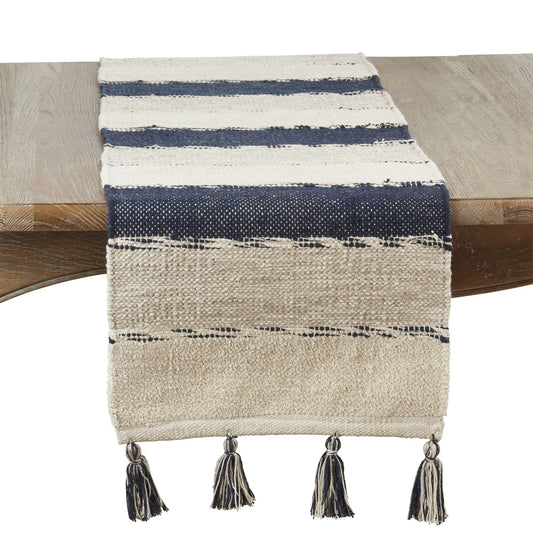 Everyday / All Season Navy Blue Striped Table Runner, 100% cotton