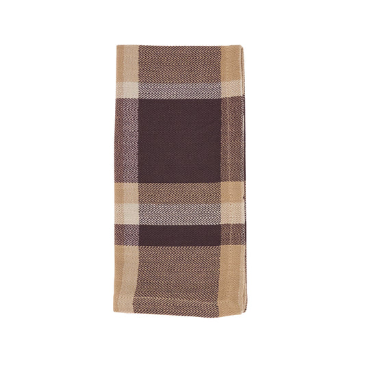Brown Plaid Napkins 100% cotton, 20 Inch Square (4 pcs.)