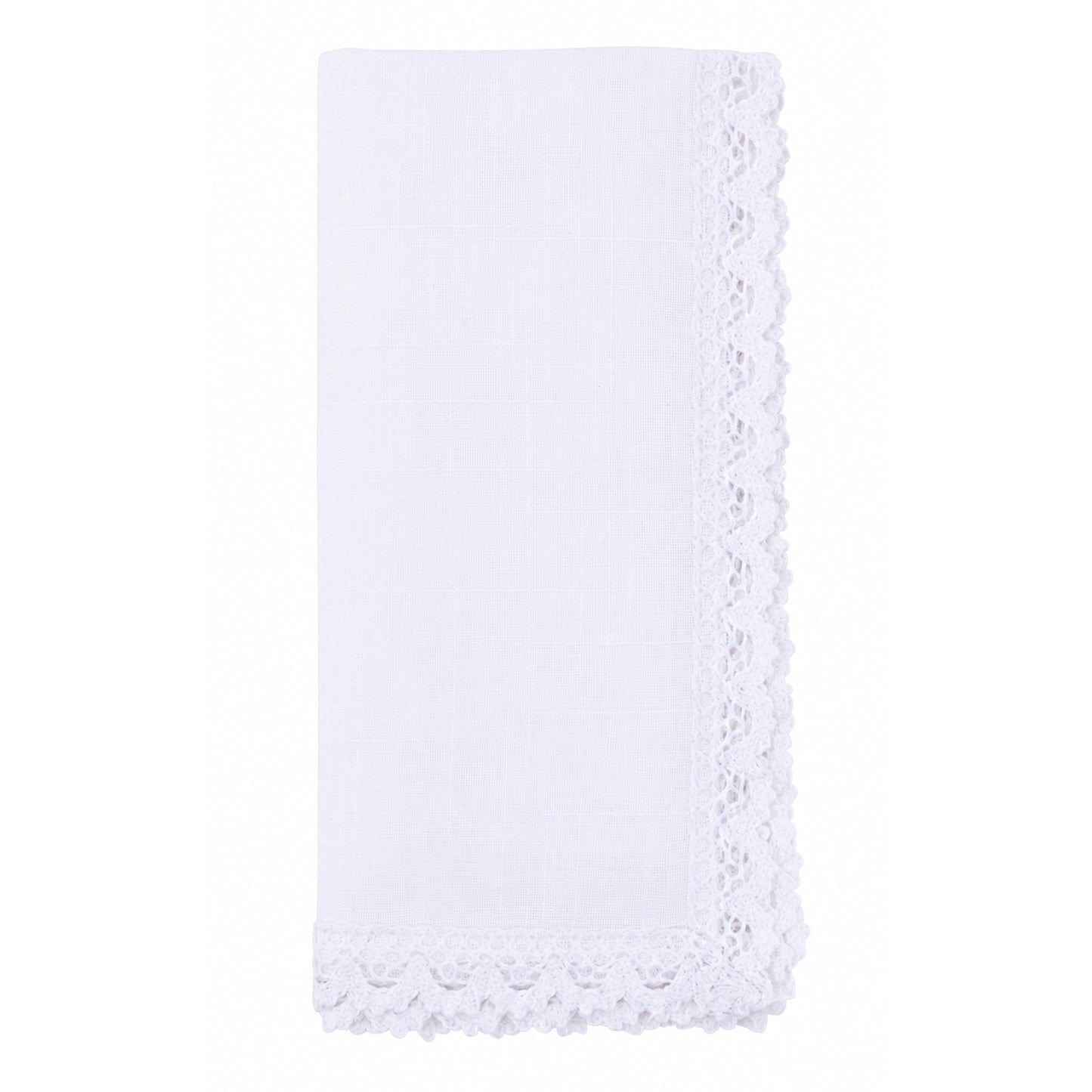 White Dinner Napkins with Lace Border 100% polyester, 18 Inch Square (4 pcs.)