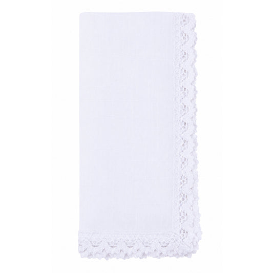 White Dinner Napkins with Lace Border 100% polyester, 18 Inch Square (4 pcs.)