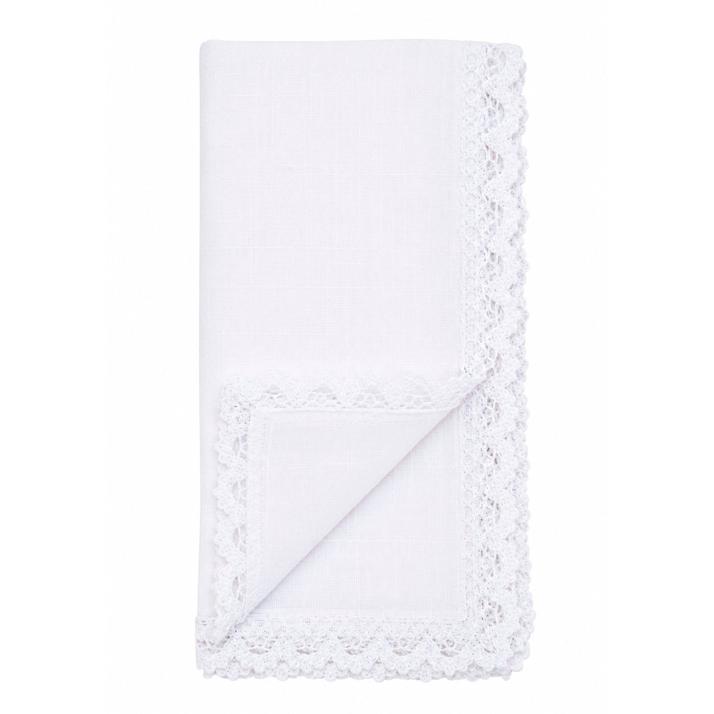 White Dinner Napkins with Lace Border 100% polyester, 22 Inch Square (4 pcs.)