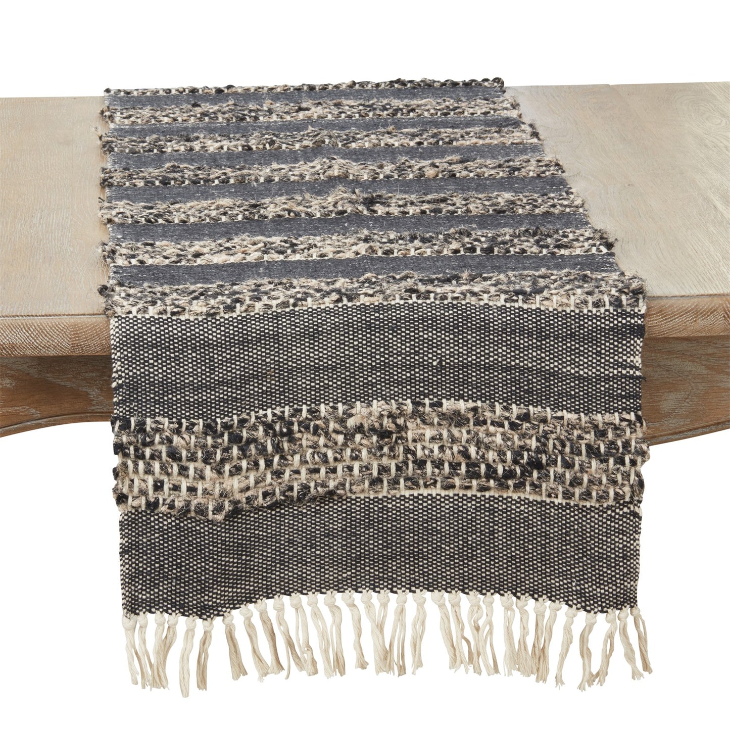 Everyday / All Season Black/Natural Striped Table Runner, 100% cotton