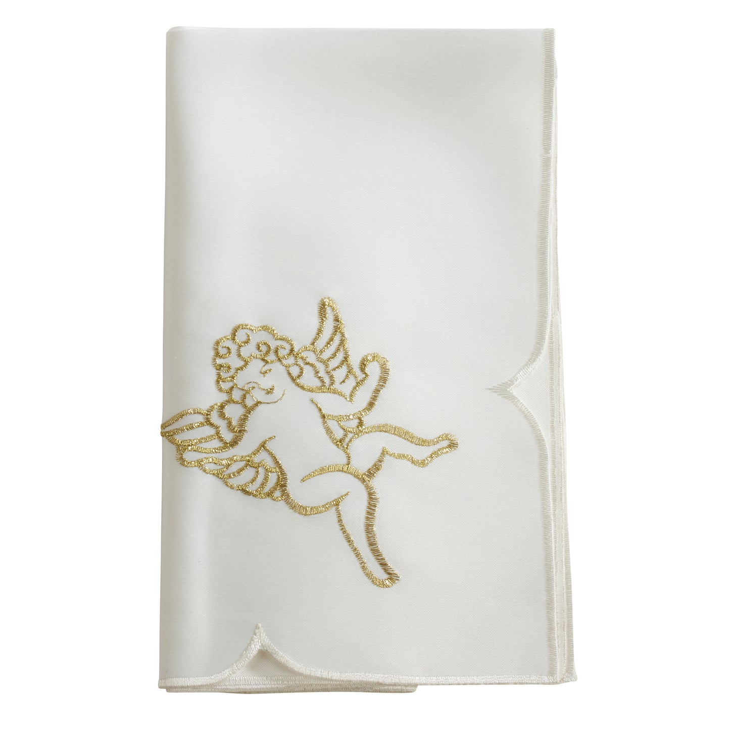 Ivory Embroidered Cupid Napkins 100% polyester, 20 Inch Square (4 pcs.)
