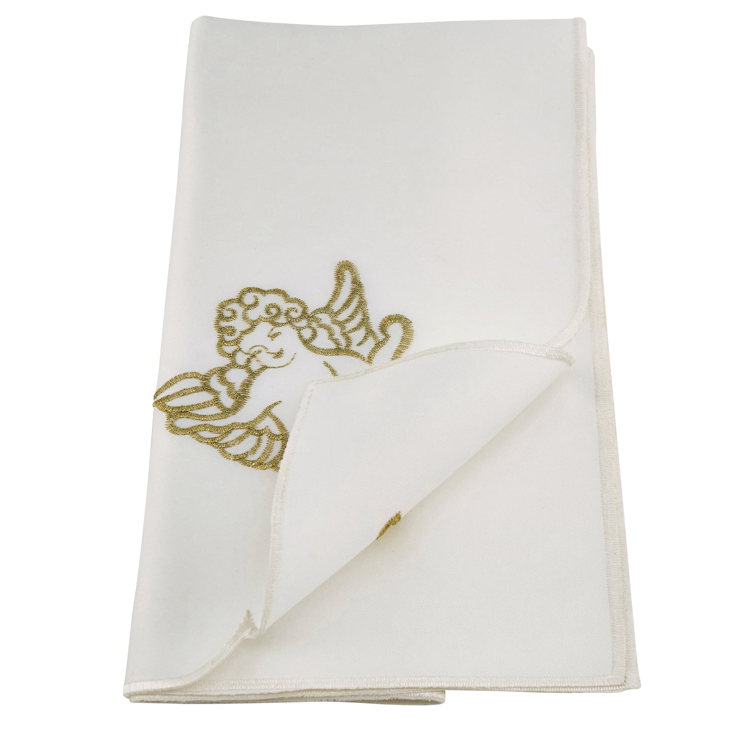 Ivory Embroidered Cupid Napkins 100% polyester, 20 Inch Square (4 pcs.)