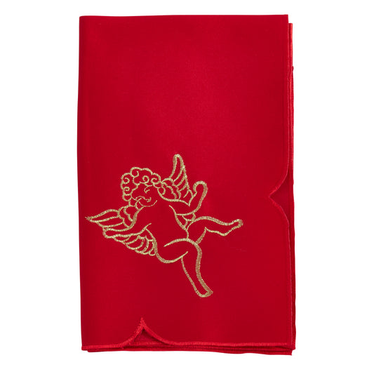 Red Embroidered Cupid Napkins 100% polyester, 20 Inch Square (4 pcs.)