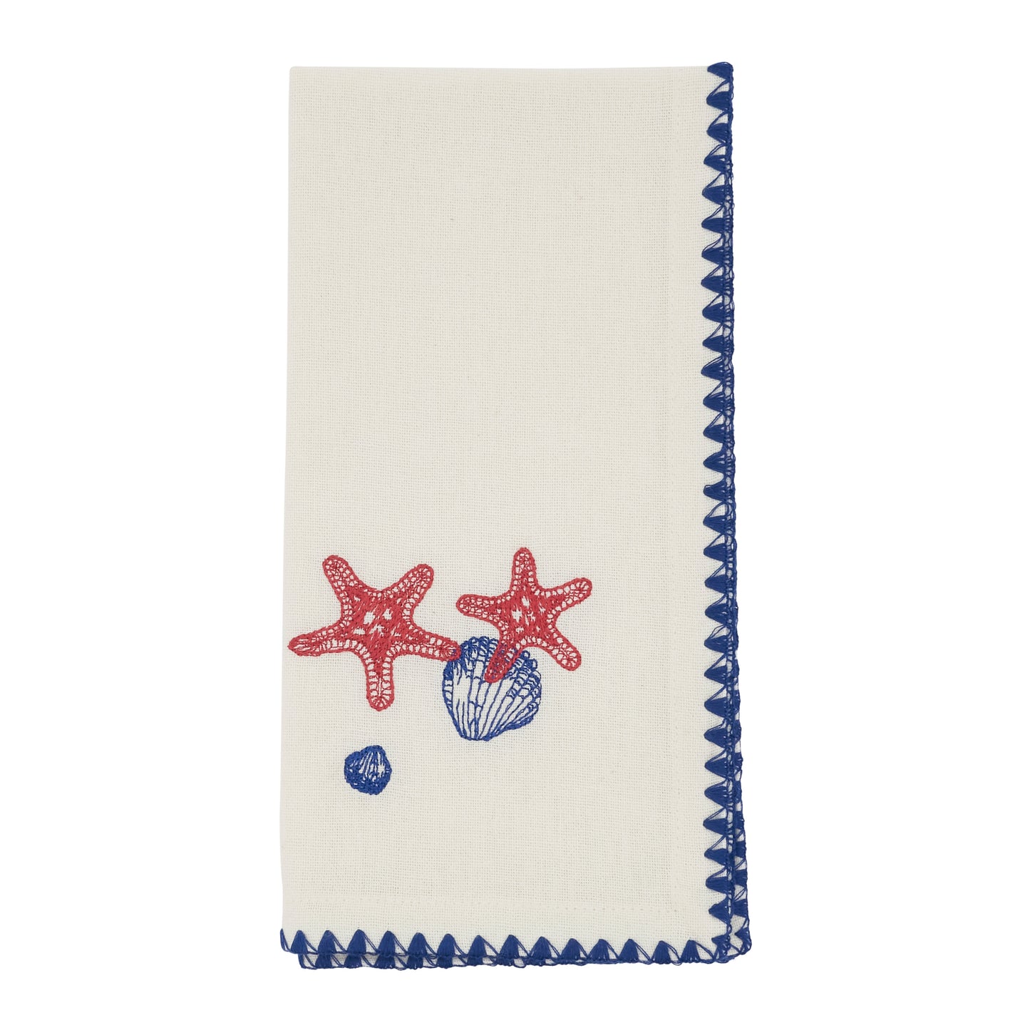 Multi Embroidered Sea Shells Napkins 100% cotton, 18 Inch Square (4 pcs.)