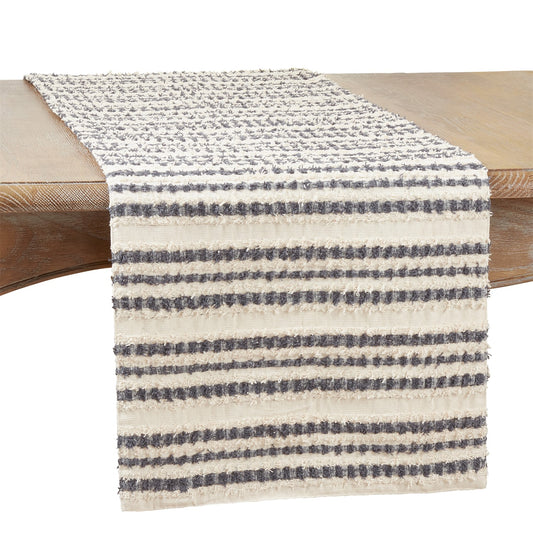 Everyday / All Season Black/White Striped Table Runner, 100% cotton