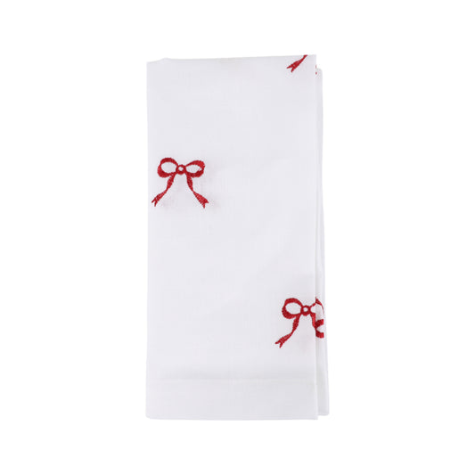 Red Embroidered Bows Napkins 100% polyester, 20 Inch Square (4 pcs.)