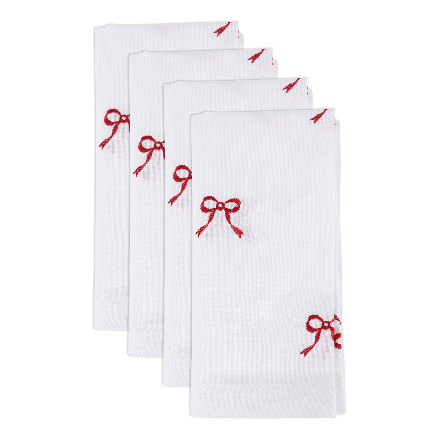 Red Embroidered Bows Napkins 100% polyester, 20 Inch Square (4 pcs.)