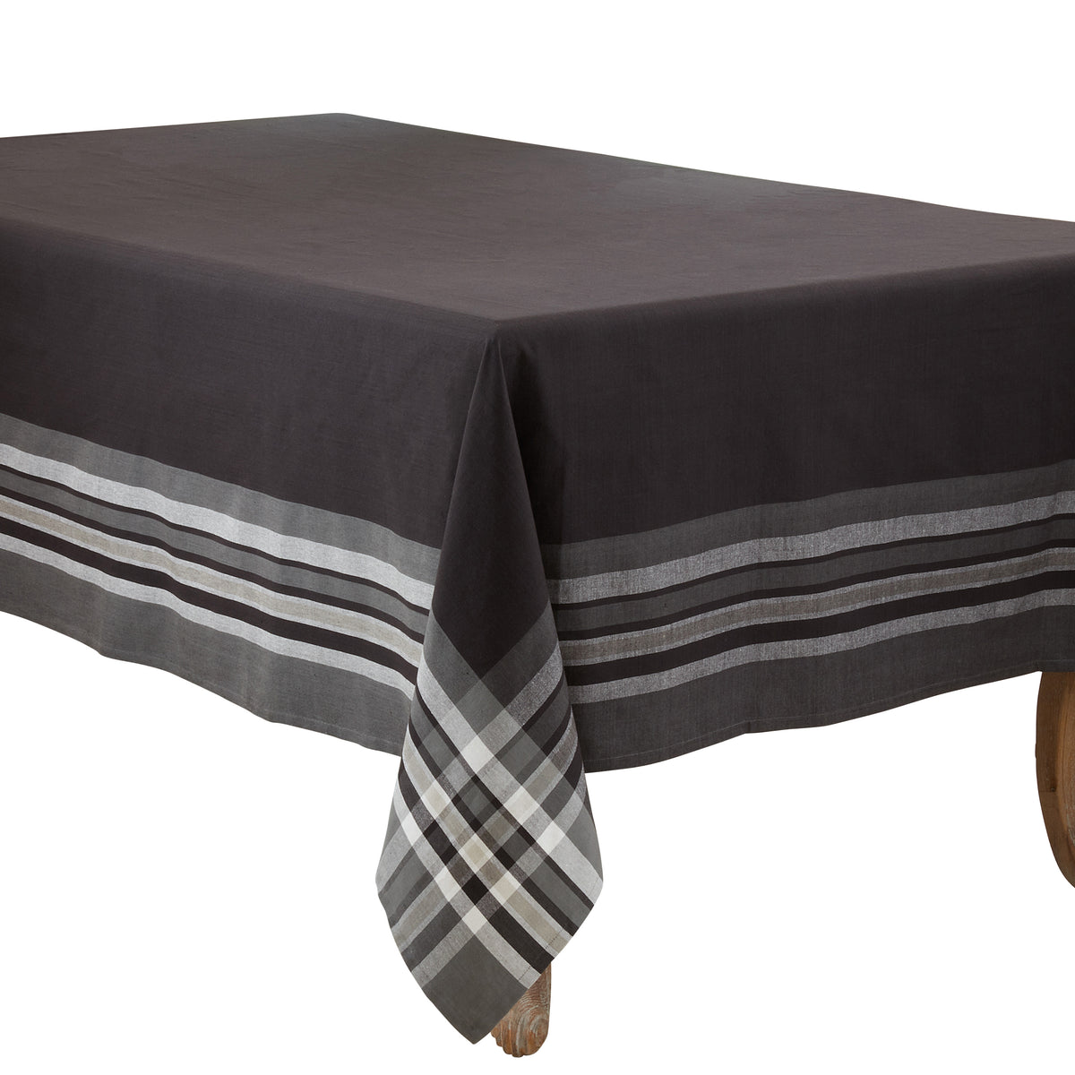 Black  Stripe Border Tablecloth  100% cotton