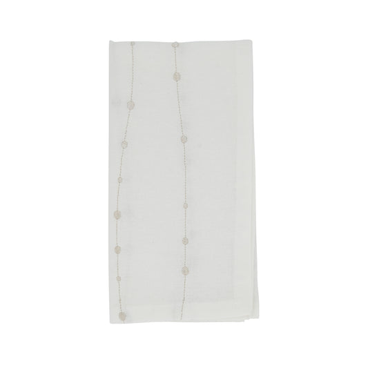 Silver Embroidered Design Napkins 100% cotton, 20 Inch Square (4 pcs.)