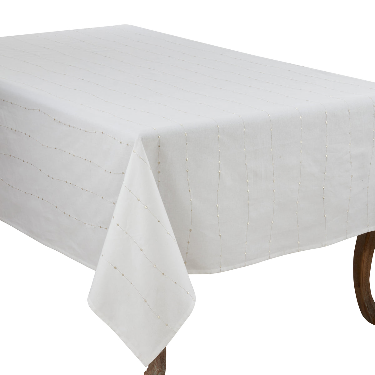 Silver  Embroidered Design Tablecloth  100% cotton