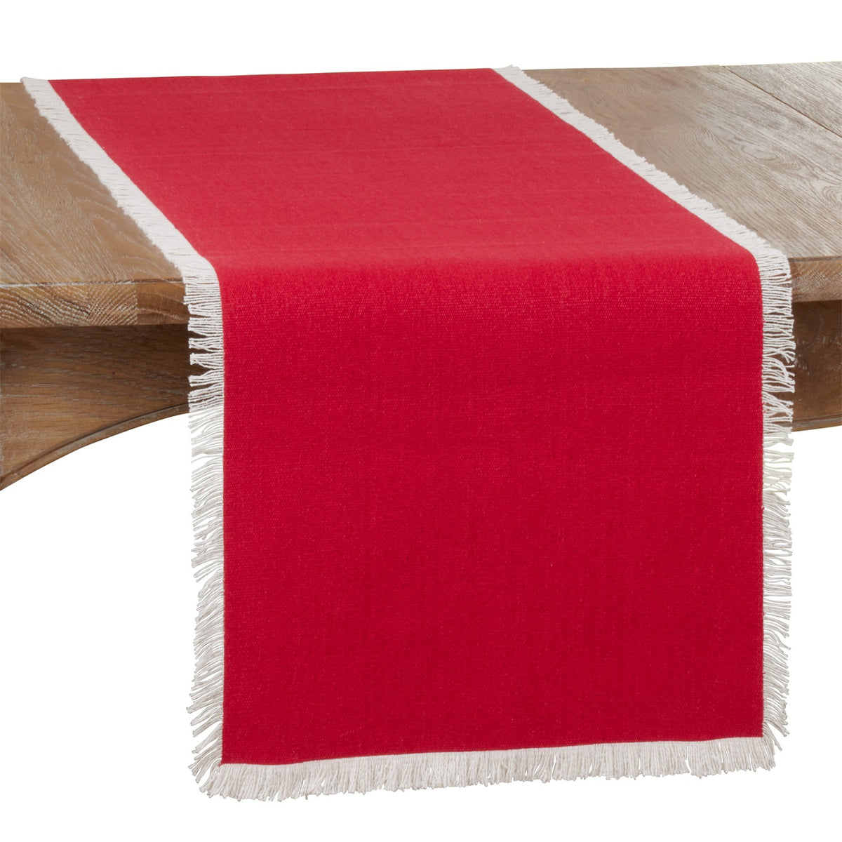Everyday / All Season Red Fringe Border Table Runner, 100% cotton