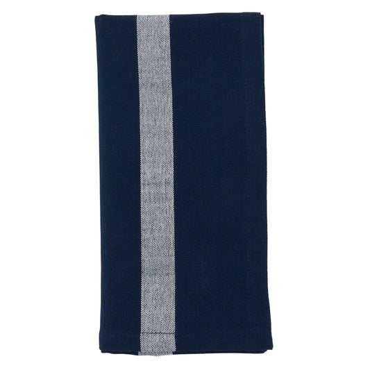 Navy Blue Banded Napkins 100% cotton, 20 Inch Square (4 pcs.)