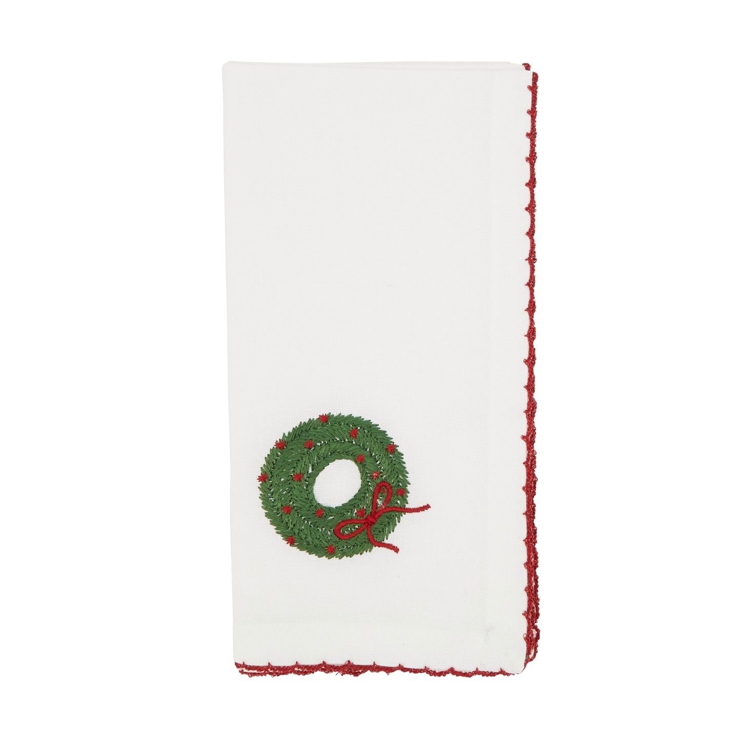 White Whip Stitch Wreath Napkins 100% cotton, 18 Inch Square (4 pcs.)