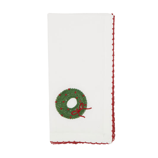 White Whip Stitch Wreath Napkins 100% cotton, 18 Inch Square (4 pcs.)