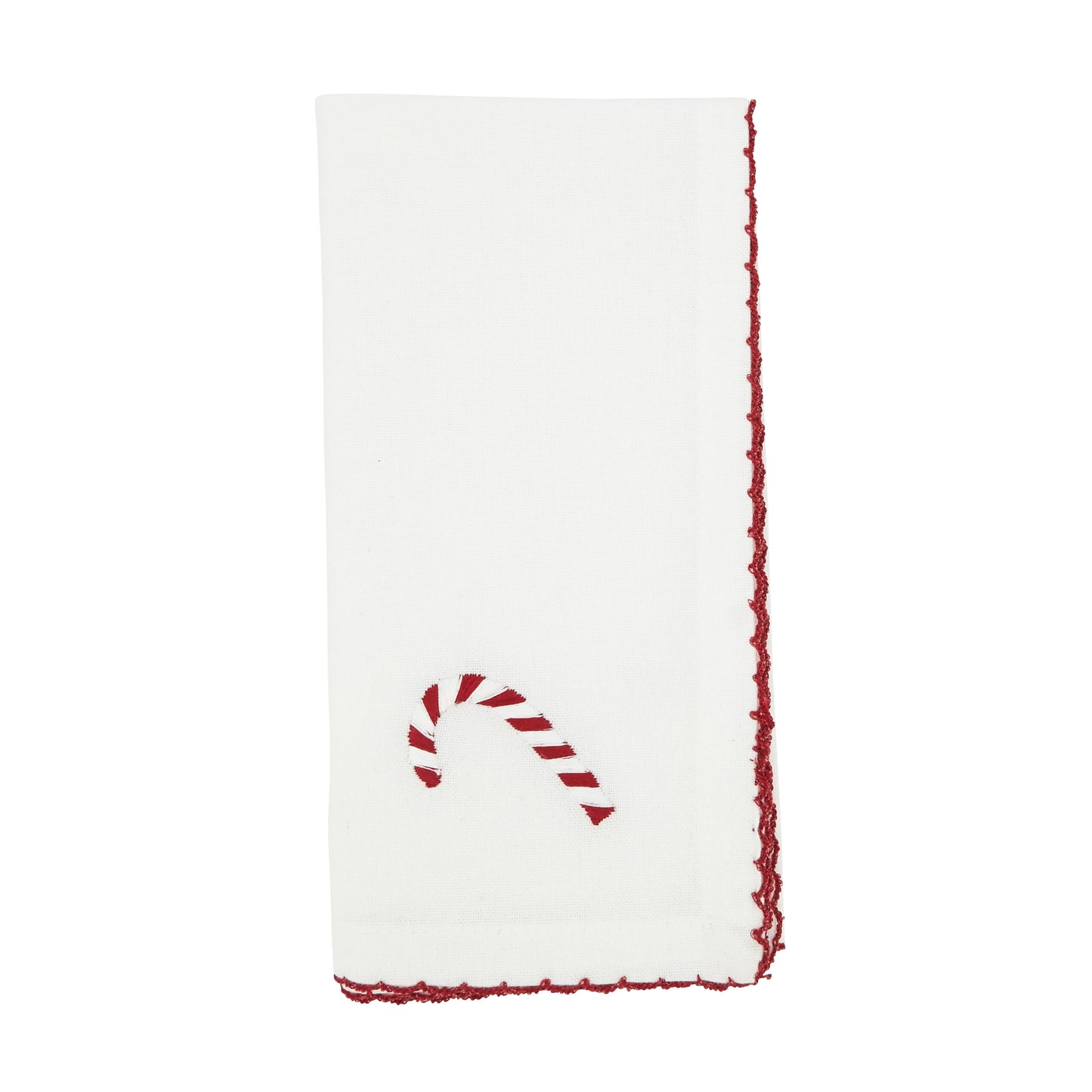 White Whip Stitch Candy Cane Napkins 100% cotton, 18 Inch Square (4 pcs.)