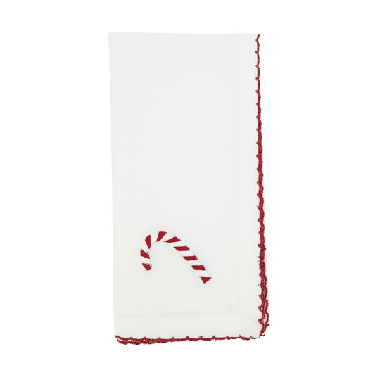 White Whip Stitch Candy Cane Napkins 100% cotton, 18 Inch Square (4 pcs.)