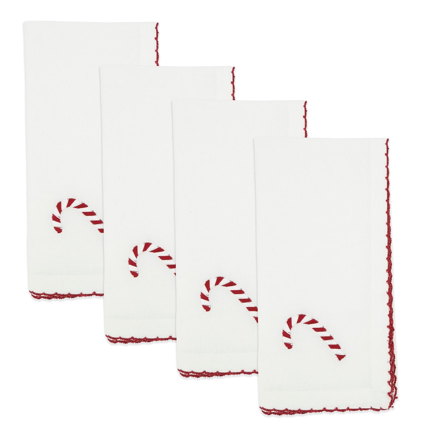 White Whip Stitch Candy Cane Napkins 100% cotton, 18 Inch Square (4 pcs.)