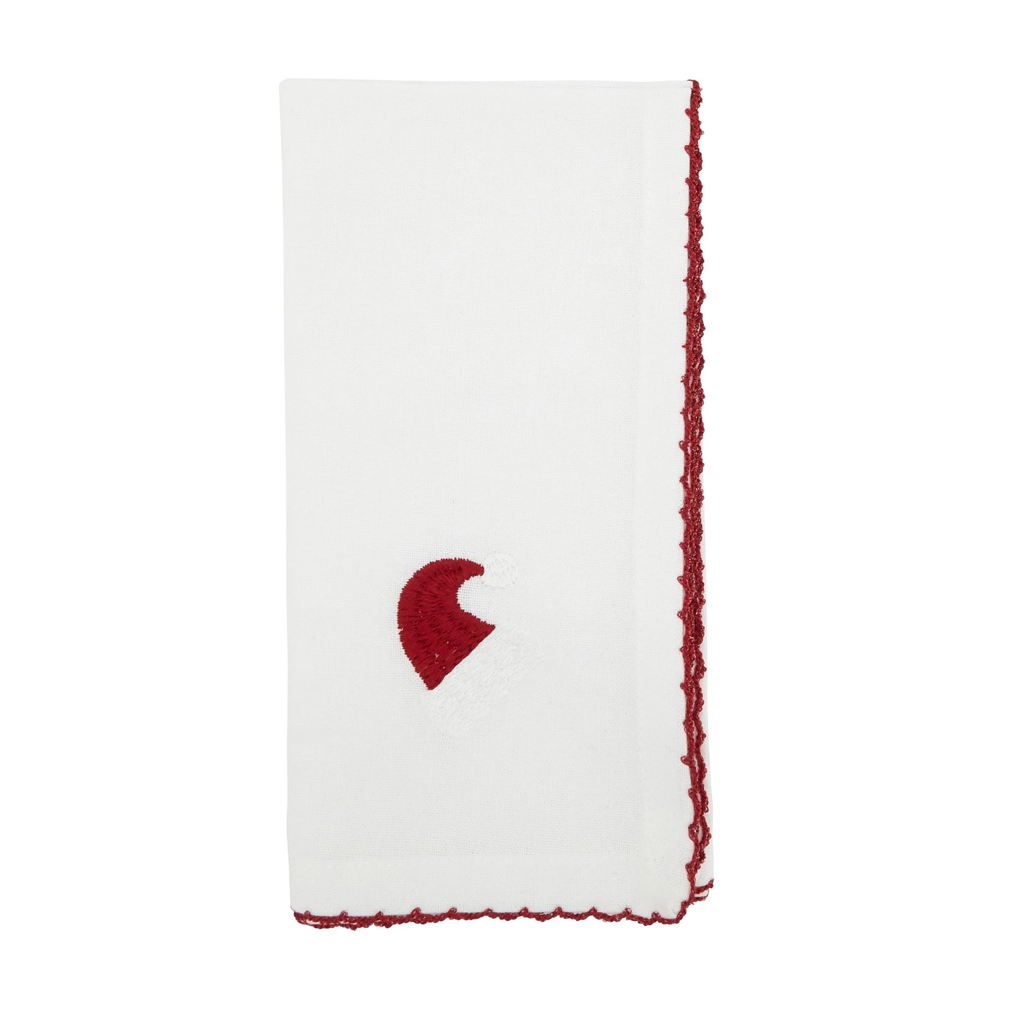 White Whip Stitch Santa Hat Napkins 100% cotton, 18 Inch Square (4 pcs.)