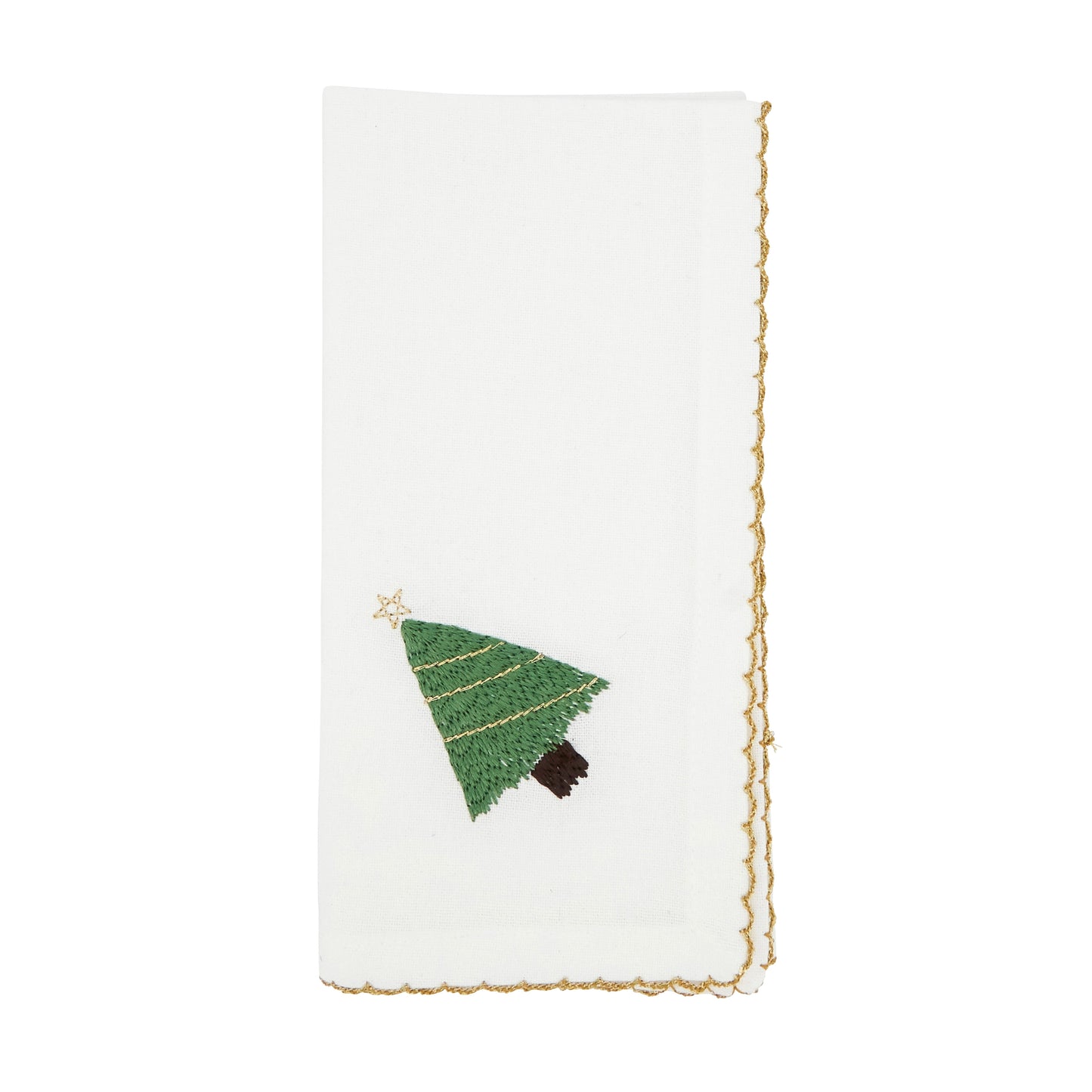 White Whip Stitch Christmas Tree Napkins 100% cotton, 18 Inch Square (4 pcs.)