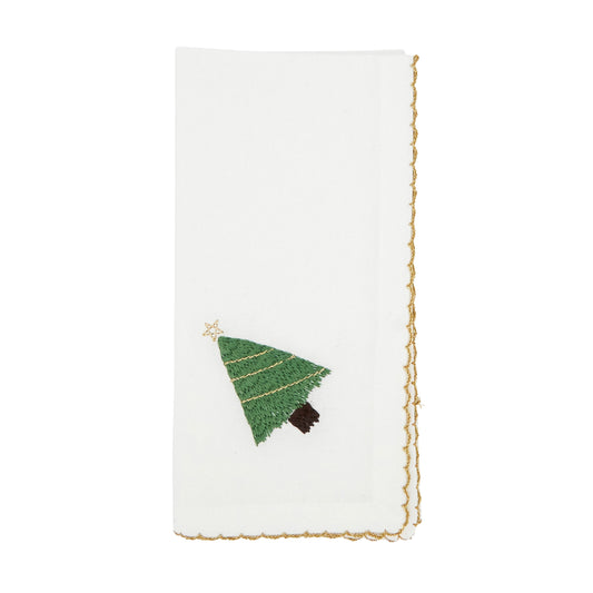 White Whip Stitch Christmas Tree Napkins 100% cotton, 18 Inch Square (4 pcs.)