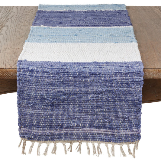 Everyday / All Season Multi Striped Chindi Table Runner, 100% cotton