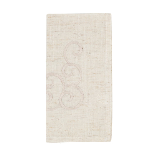 Natural Embroidered Design Napkins 80% polyester - 20% linen, 20 Inch Square (4 pcs.)