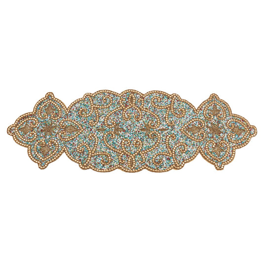 Everyday / All Season Gold Beaded Table Runner, glass beads