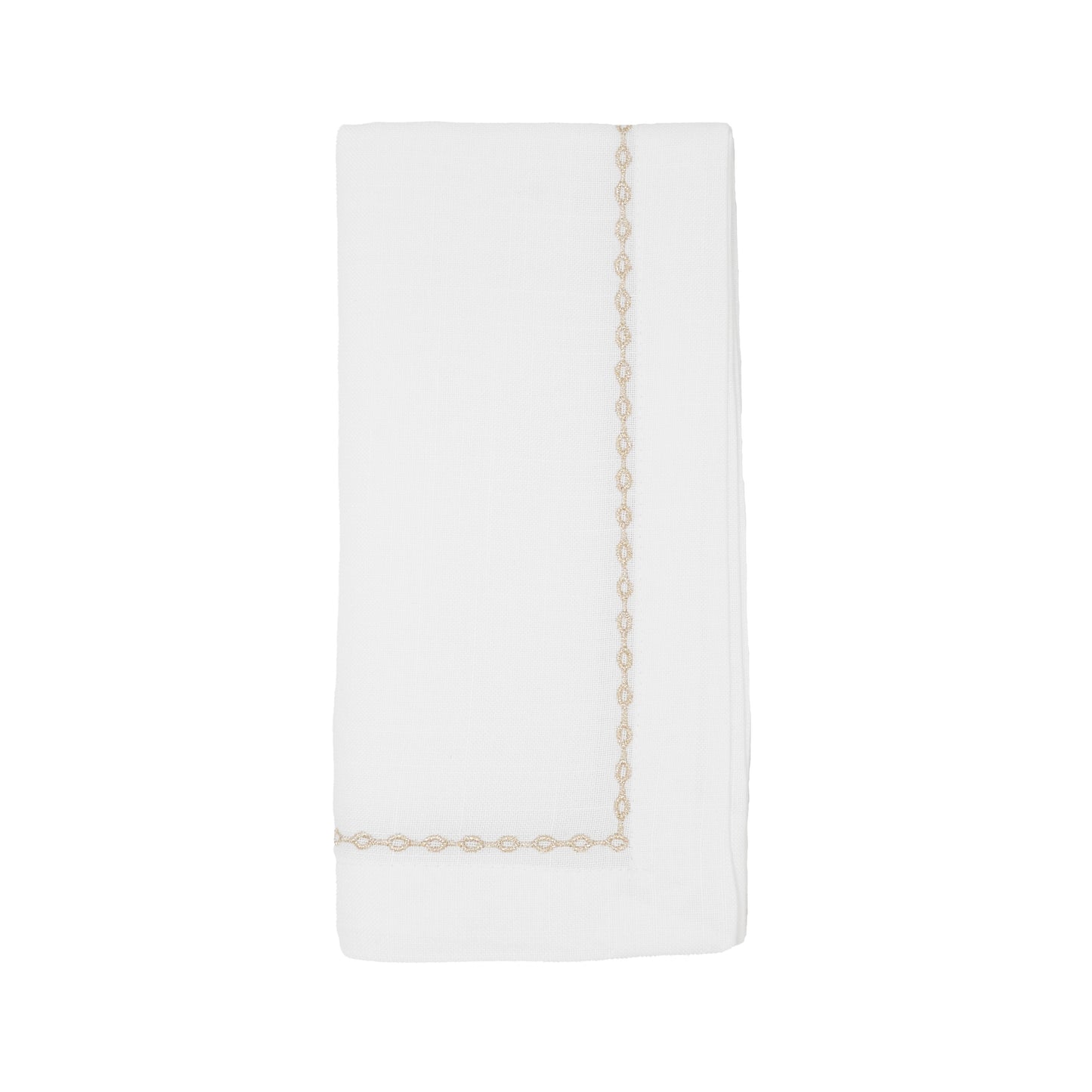 Gold Embroidered Chainlink Napkins 100% Polyester, 20 Inch Square (4 pcs.)