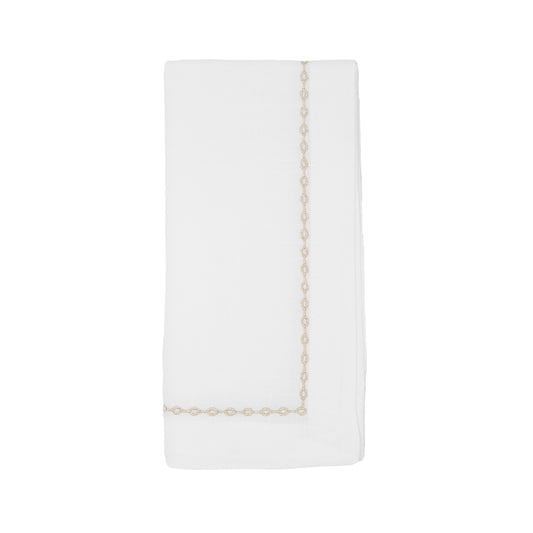 Gold Embroidered Chainlink Napkins 100% Polyester, 20 Inch Square (4 pcs.)