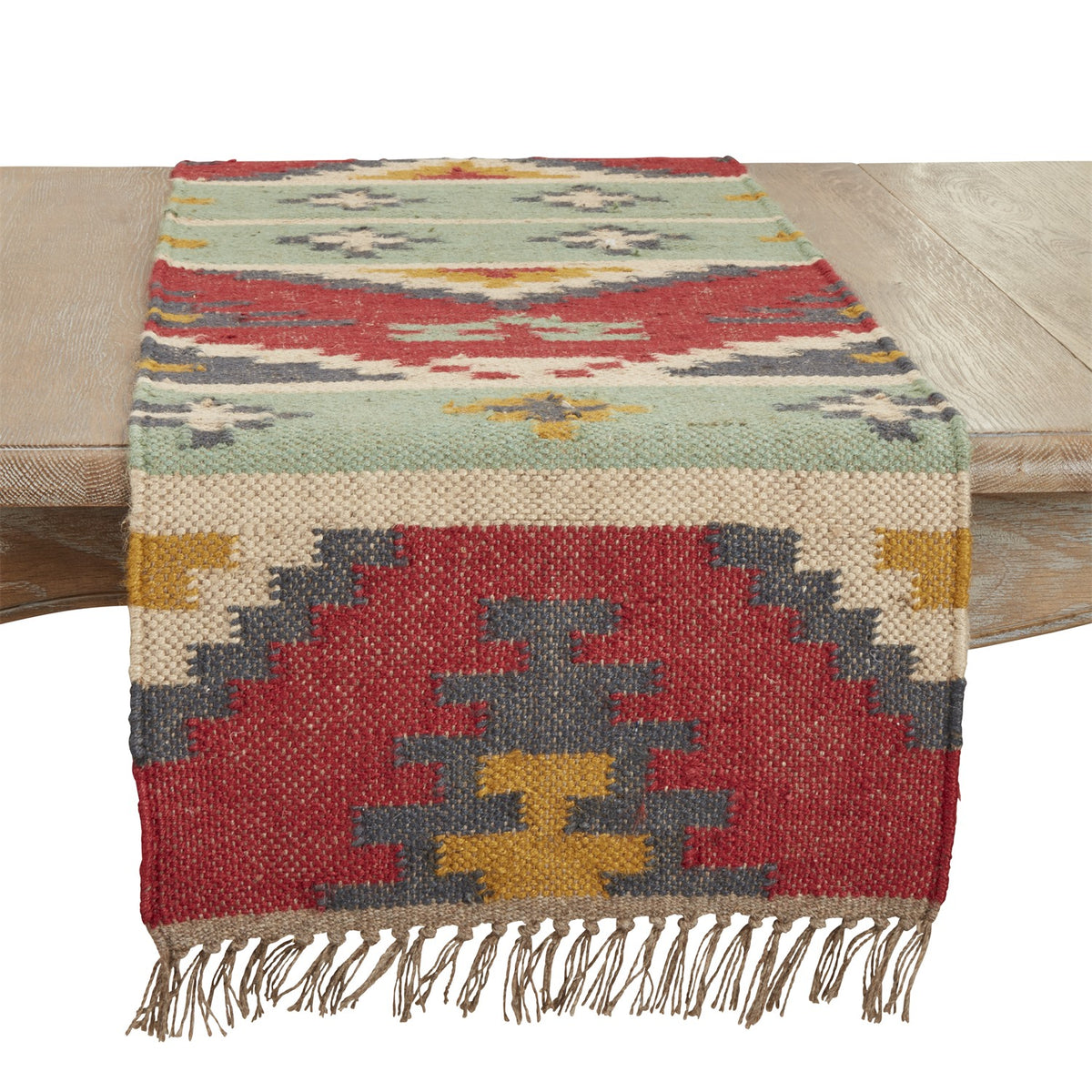 Everyday / All Season Multi Kilim Table Runner, 80% jute - 20% wool