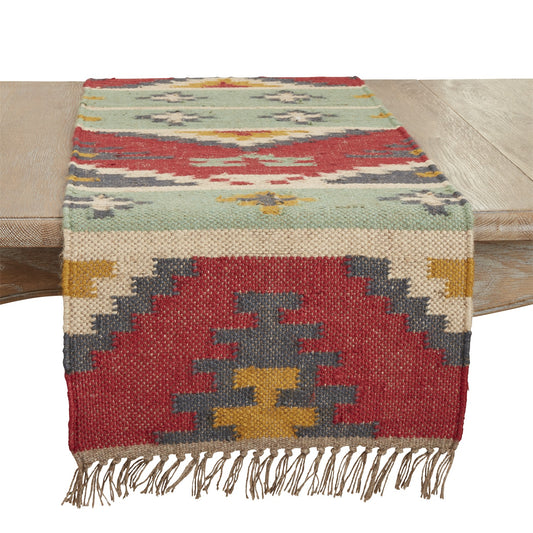 Everyday / All Season Multi Kilim Table Runner, 80% jute - 20% wool