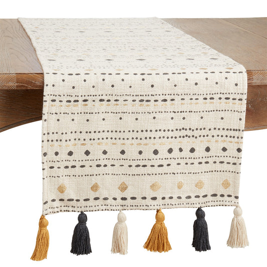 Everyday / All Season Multi Printed Diamond Dash Table Runner, 100% cotton
