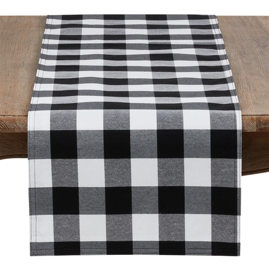 Everyday / All Season Black Plaid Design Table Runner, 56% cotton - 44% polyester