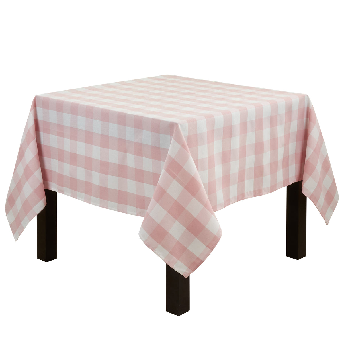 Pink  Buffalo Plaid Tablecloth  56% cotton - 44% polyester