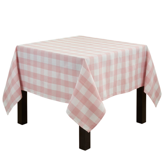 Pink  Buffalo Plaid Tablecloth  56% cotton - 44% polyester