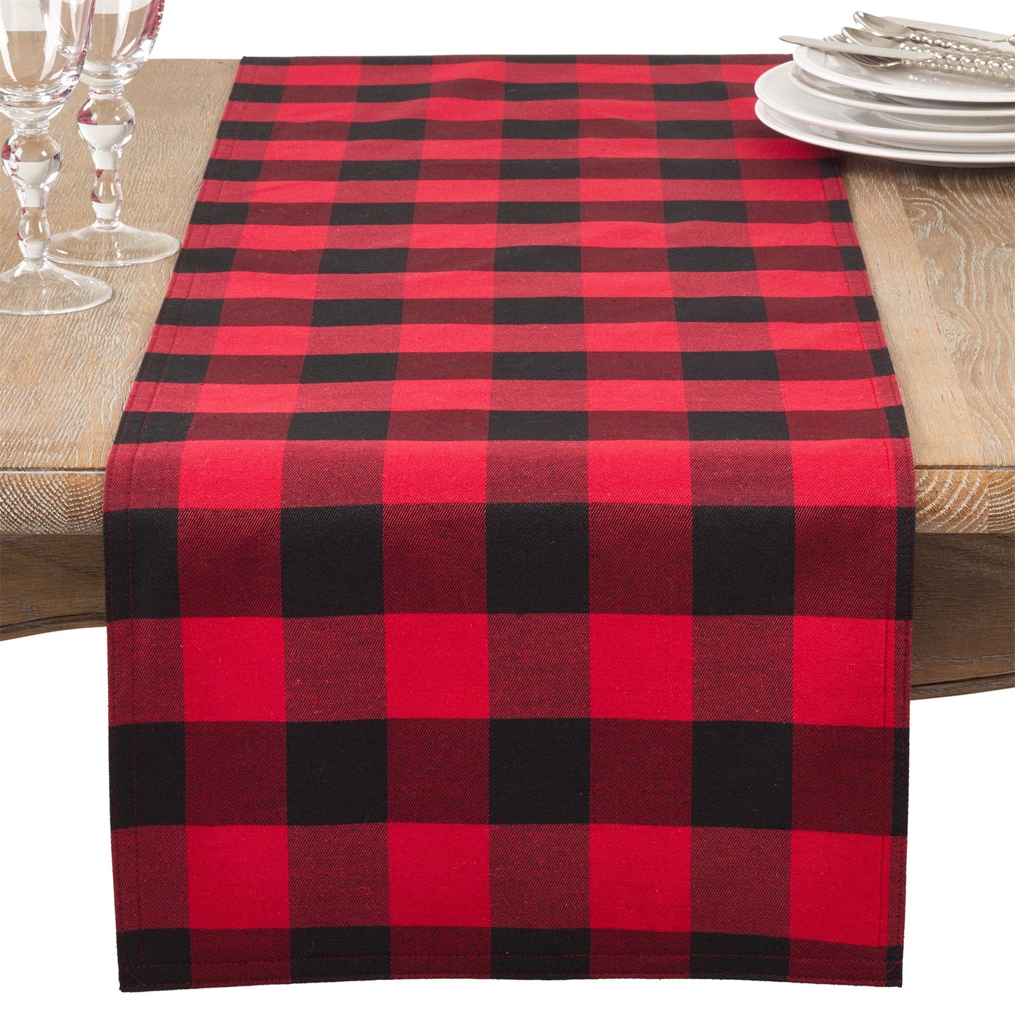 Everyday / All Season Red Plaid Design Table Runner, 56% cotton - 44% polyester