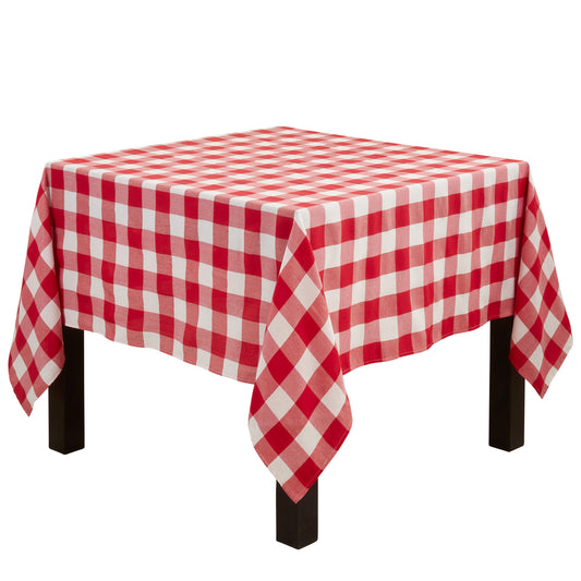 Red/White  Buffalo Plaid Tablecloth  56% cotton - 44% polyester