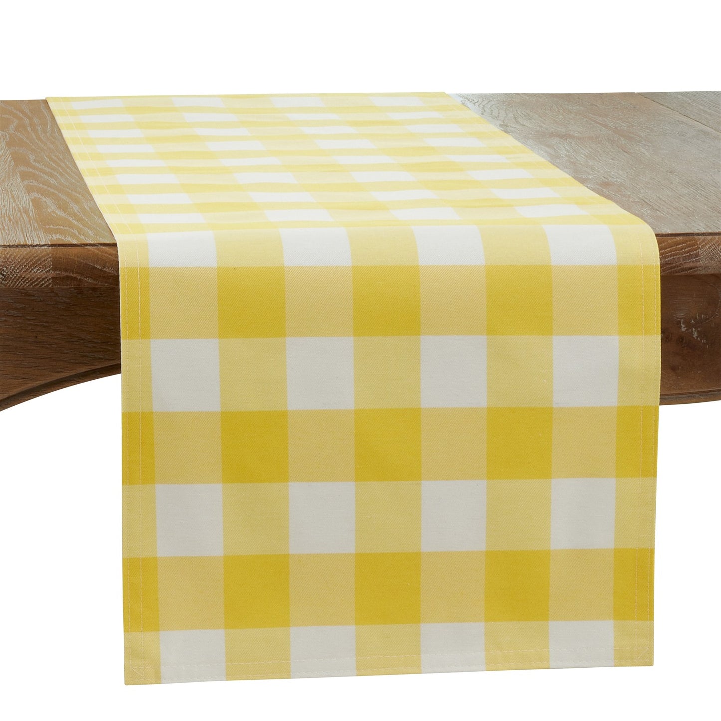 Everyday / All Season Yellow Buffalo Plaid Table Runner, 56% cotton - 44% polyester