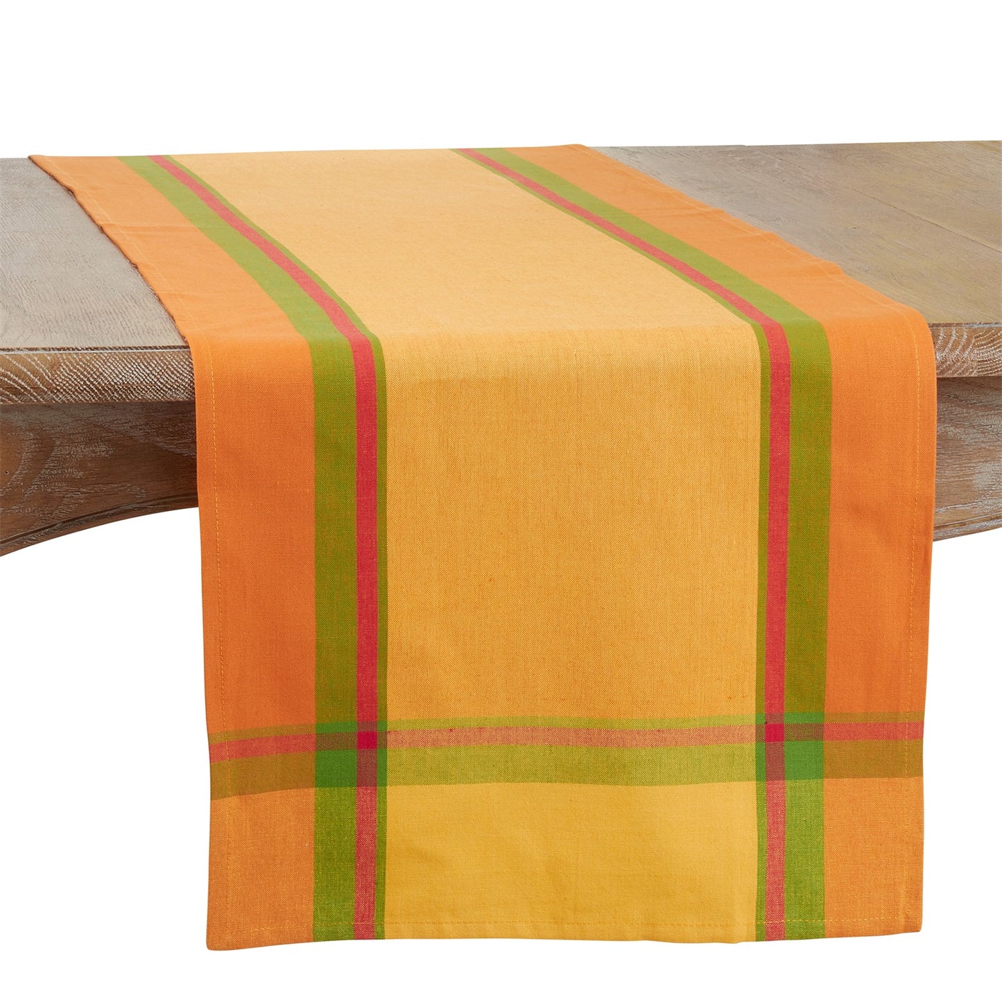 Everyday / All Season Orange Banded Border Table Runner, 100% cotton