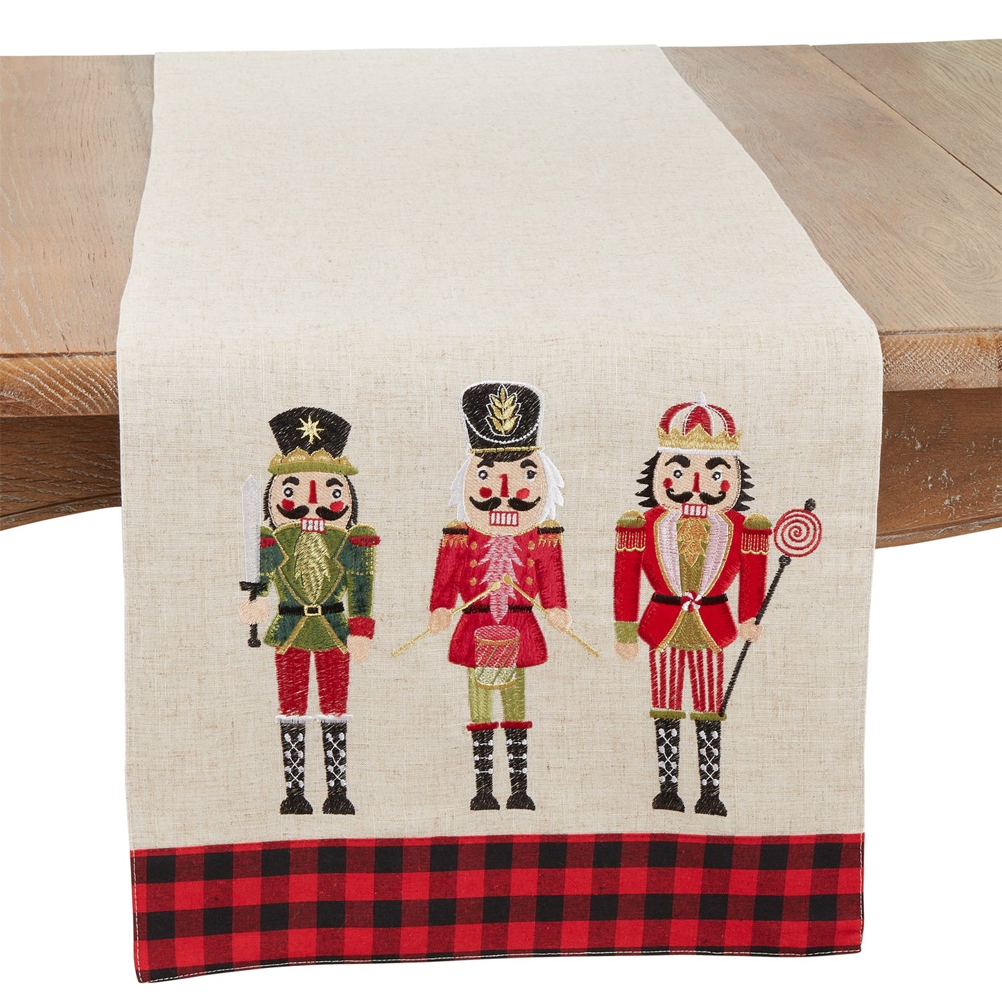 Christmas Natural Beige Nutcrackers Table Runner, 80% polyester - 20% linen